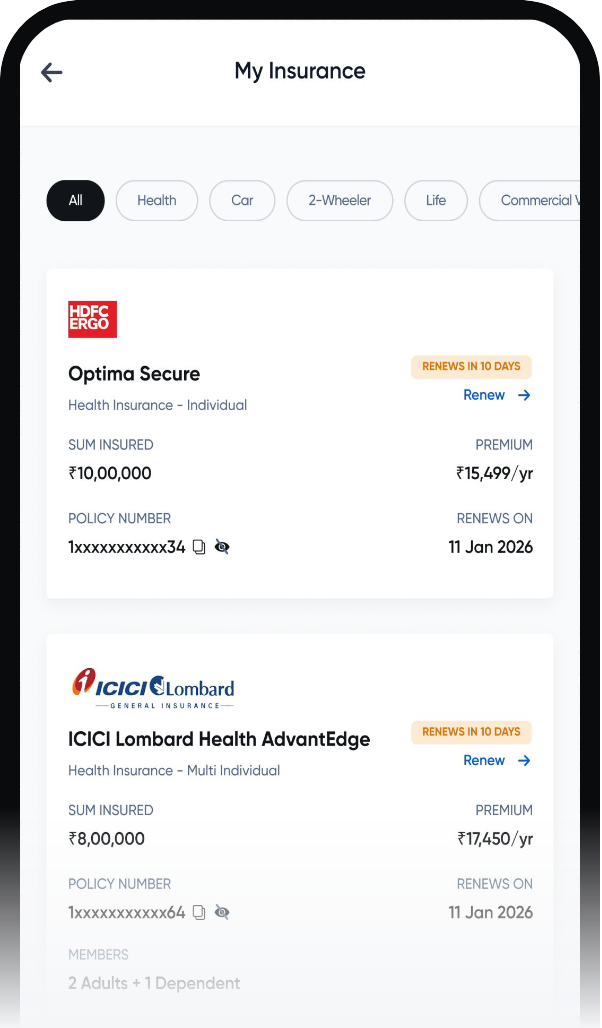 My Insurance screen
