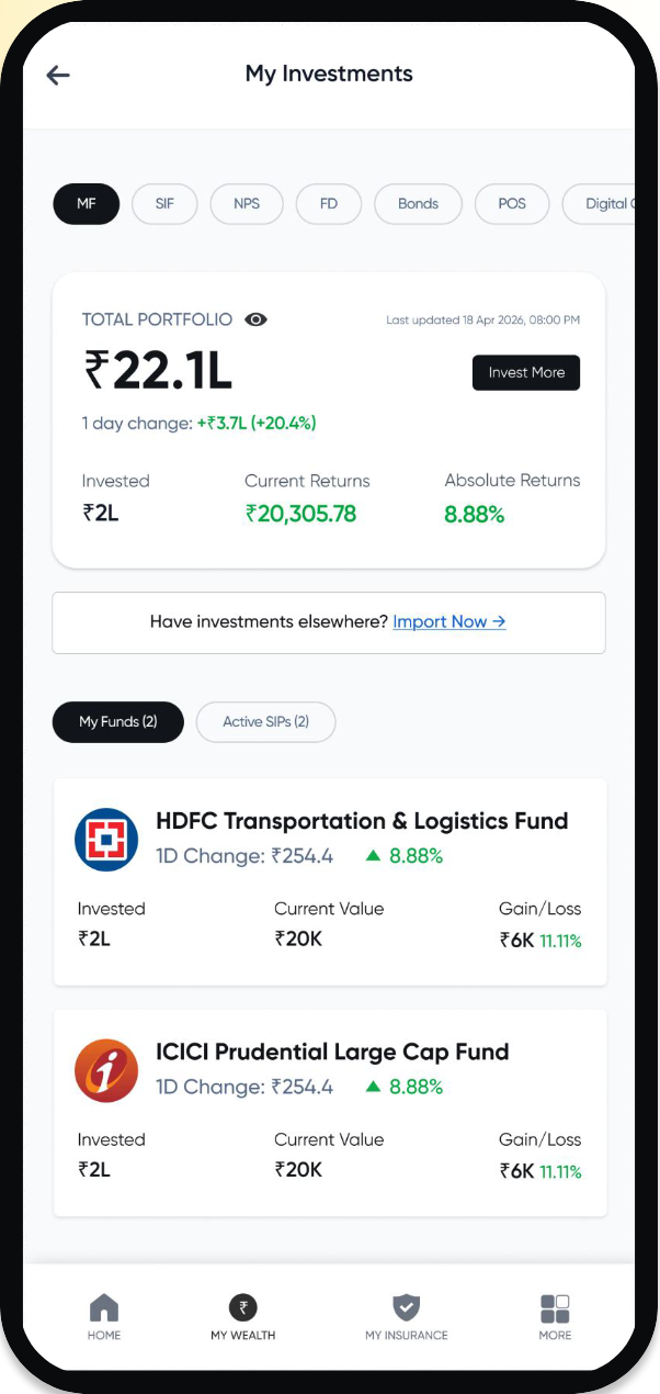 My Investments screen